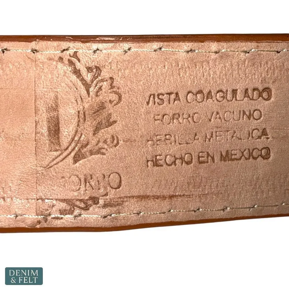 NEW Cinturones Moreno Leather Embroidered Horse Buckle Belt Cognac Western Rodeo